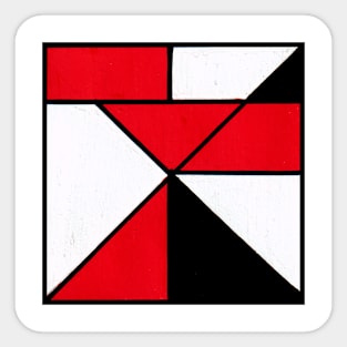 Red, Black, and White Geometric Abstract Acrylic Painting Sticker